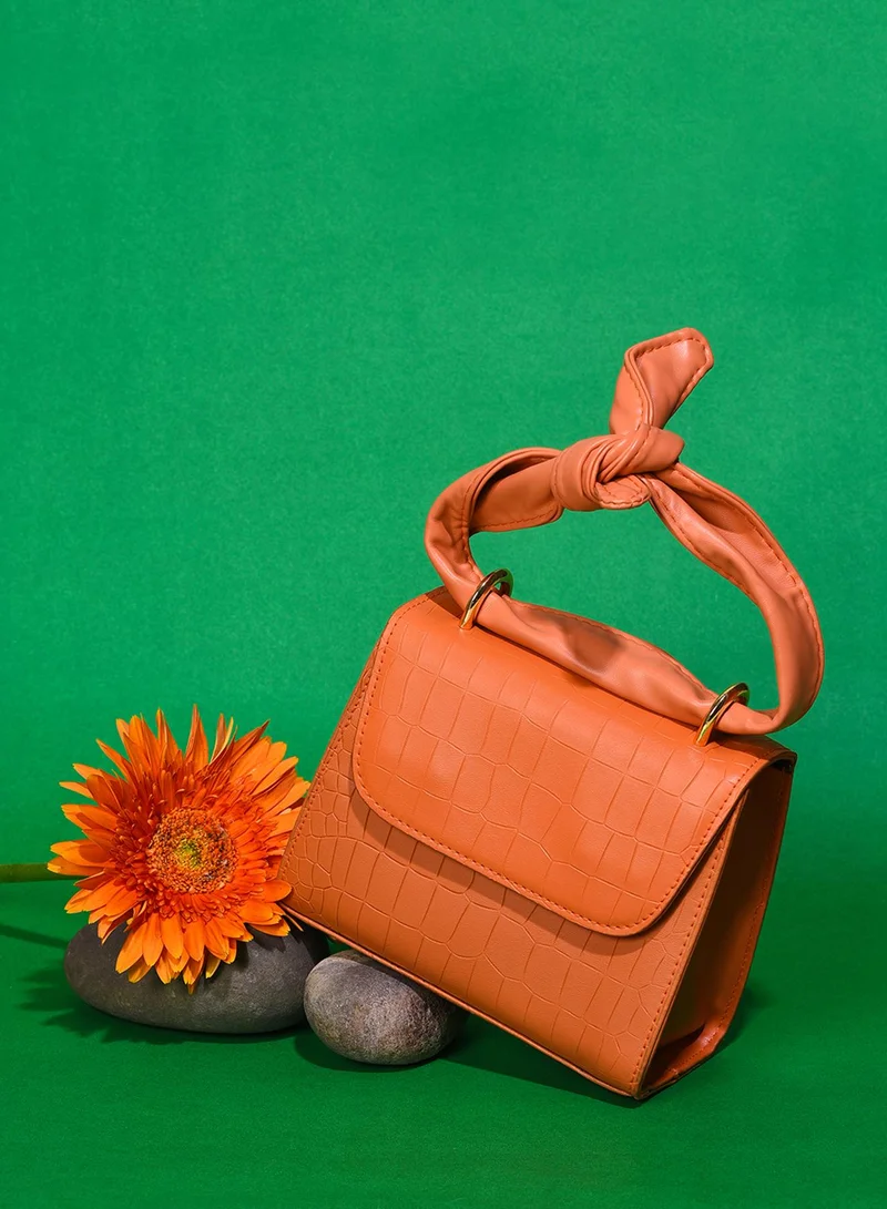 Haute Sauce Orange Vegan Leather Structured Shoulder Bag