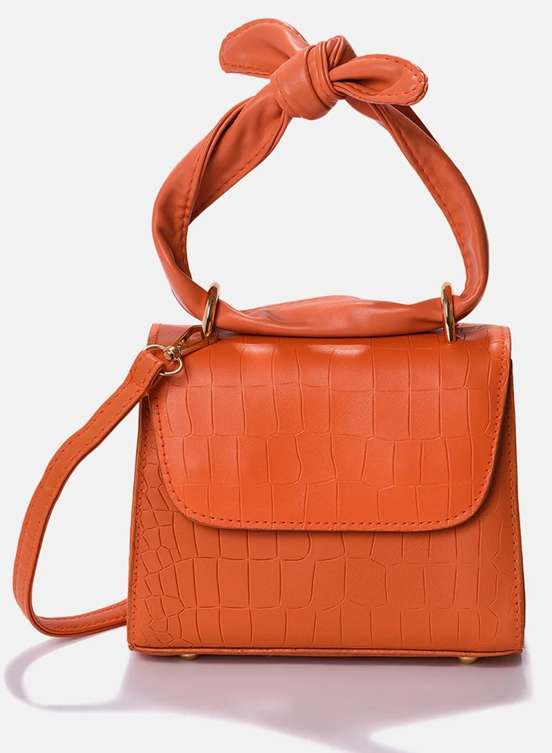 Haute Sauce Orange Vegan Leather Structured Shoulder Bag