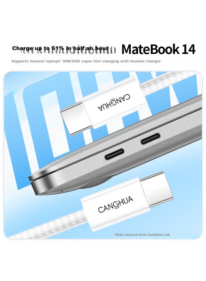 CangHua Dual-head Type-c Data Cable 6a (max 120w) Charging Cable 65w/90w Fast Charging For Huawei Matebook Apple Power Adapter Line 1.8m - Image 3