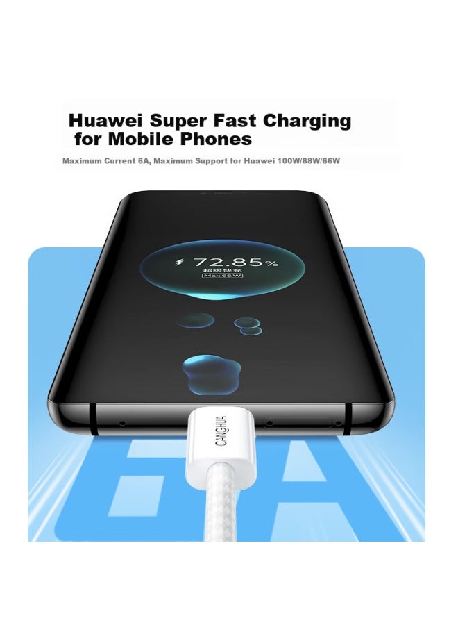 CangHua Dual-head Type-c Data Cable 6a (max 120w) Charging Cable 65w/90w Fast Charging For Huawei Matebook Apple Power Adapter Line 1.8m - Image 4