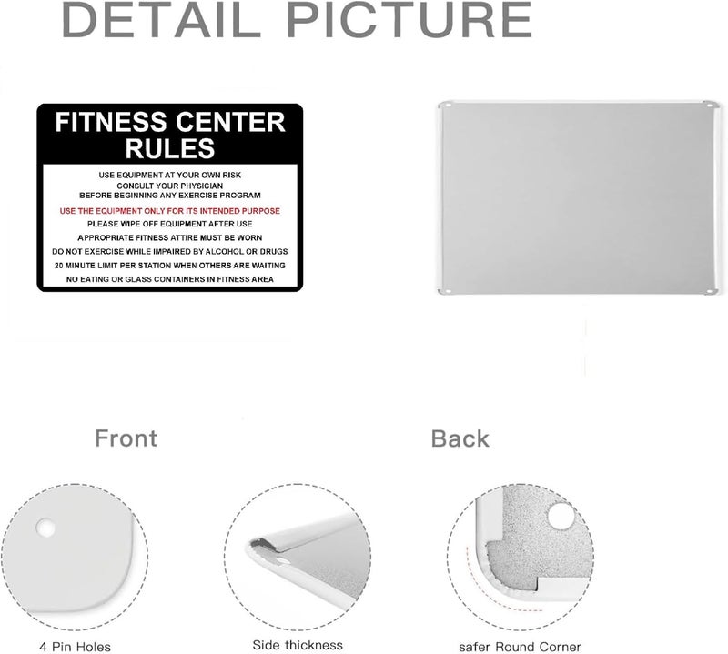 JACKGOLD New Metal Sign Fitness Center Rules Use Equipment at Your Own Risk Aluminum Plaque Sign for Outdoor & Indoor 12" x 8" - Image 3