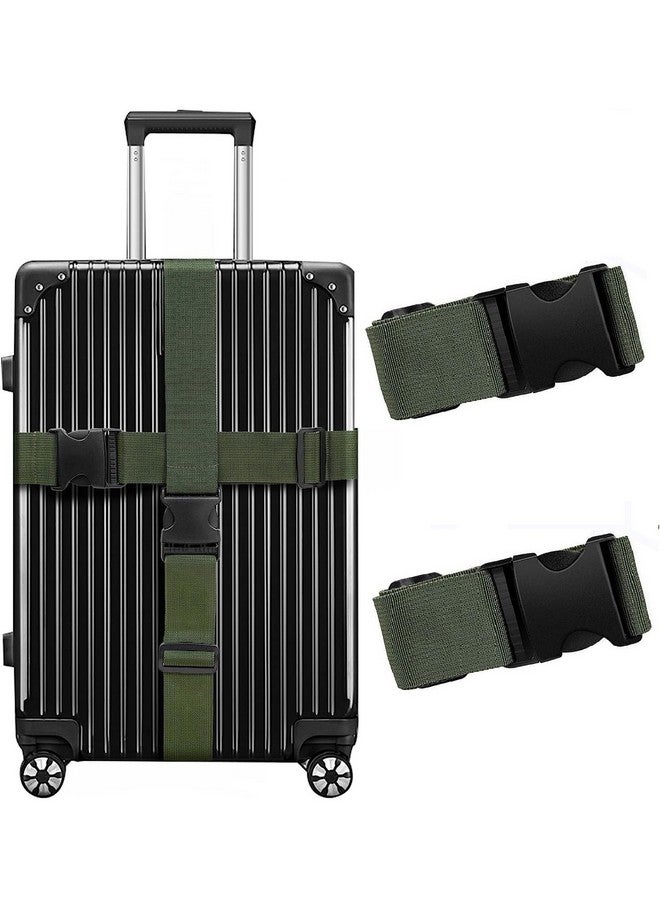 iCONY Luggage Straps for Suitcases 2INCH X6.5FEET with Quick Release Buckle Adjustable, Premium Accessory for Travel Bag Closure Bright Colors 2pack (Green) - Image 1
