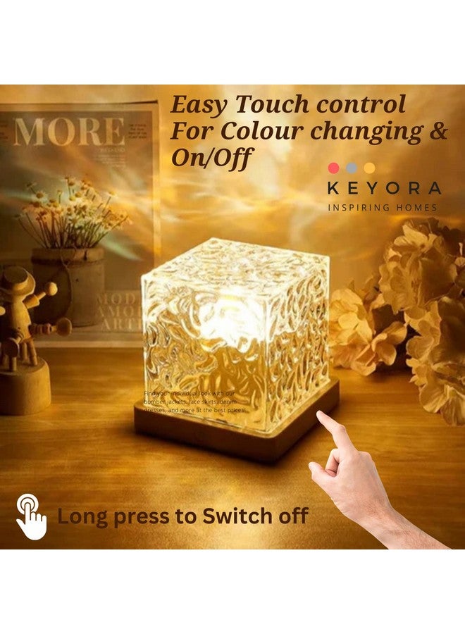 KEYORA مصابيح عرض موجات المحيط مع مستشعر اللمس من KEYORA، تأثير موجات الماء ثلاثي الأبعاد، مصباح LED ليلي، مصباح طاولة كريستالي مع جهاز تحكم عن بعد، مصابيح رومانسية بتأثير تموج الماء لتزيين المنزل، غرفة النوم، وهدية (مستشعر اللمس) - Image 2