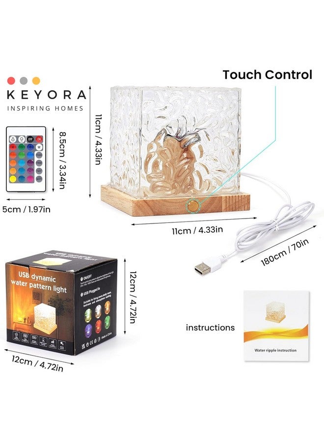 KEYORA مصابيح عرض موجات المحيط مع مستشعر اللمس من KEYORA، تأثير موجات الماء ثلاثي الأبعاد، مصباح LED ليلي، مصباح طاولة كريستالي مع جهاز تحكم عن بعد، مصابيح رومانسية بتأثير تموج الماء لتزيين المنزل، غرفة النوم، وهدية (مستشعر اللمس) - Image 5