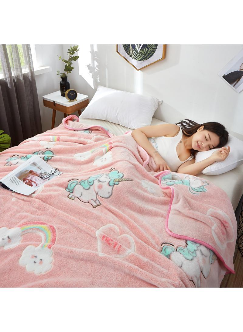 Bluejw 1-Piece Unicorn Pattern Interesting Cozy Blanket Air Conditioning Blanket - Image 2