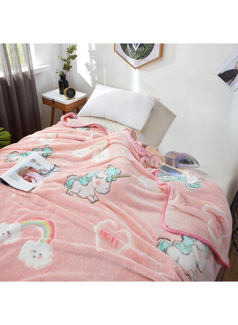 Bluejw 1-Piece Unicorn Pattern Interesting Cozy Blanket Air Conditioning Blanket - Image 1