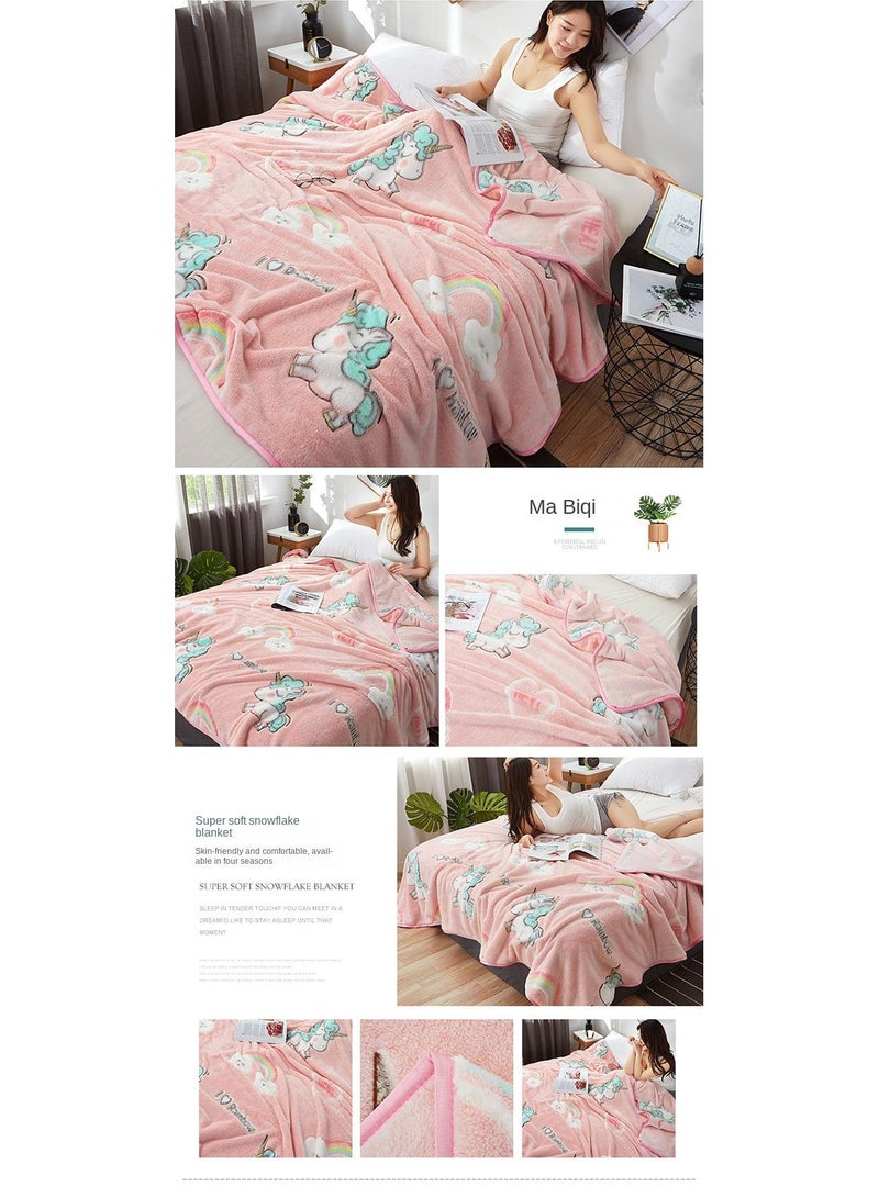 Bluejw 1-Piece Unicorn Pattern Interesting Cozy Blanket Air Conditioning Blanket - Image 3