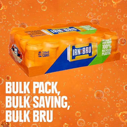 Irn Bru IRN-BRU Original Scottish Sparkling Soda, Citrus Flavored Carbonated Drink - Sparkling Flavored Soft Drink, 32 Flavor Recipe, 11.1 fl oz Cans, Pack of 24 - Image 3