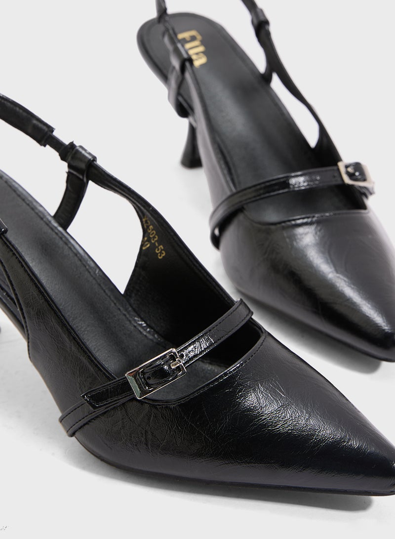 ايلا حذاء بكعب مدبب بحزام خلفي - Image 4