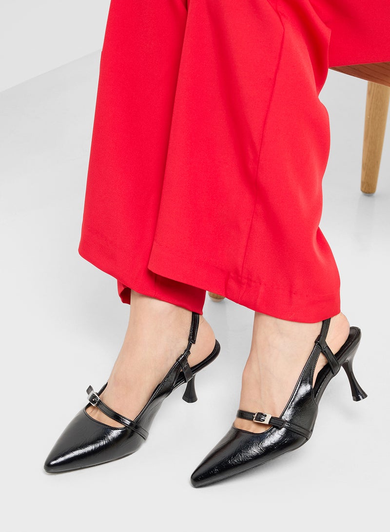 ايلا حذاء بكعب مدبب بحزام خلفي - Image 5