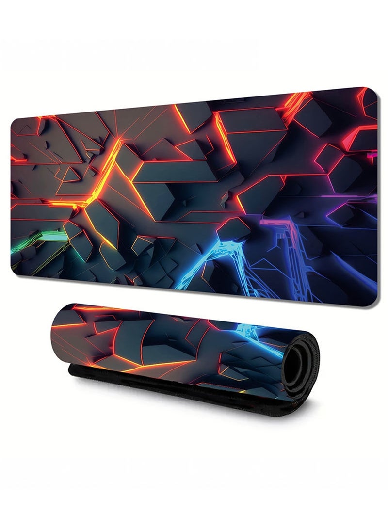 Chillspace Gaming Mouse Pad, 800 x 300 x 30MM Extended Large Mouse Pad for Desk,Large 3D Geometric patterns Mouse Mat, Long XXL Waterproof Keyboard Pads With Stitched Edges, Big Non-Slip Mouse Pads for Game Office Home - Image 1