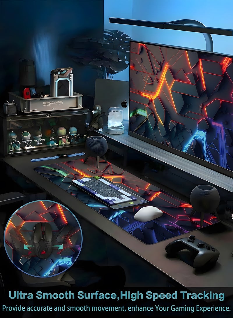 Chillspace Gaming Mouse Pad, 800 x 300 x 30MM Extended Large Mouse Pad for Desk,Large 3D Geometric patterns Mouse Mat, Long XXL Waterproof Keyboard Pads With Stitched Edges, Big Non-Slip Mouse Pads for Game Office Home - Image 3