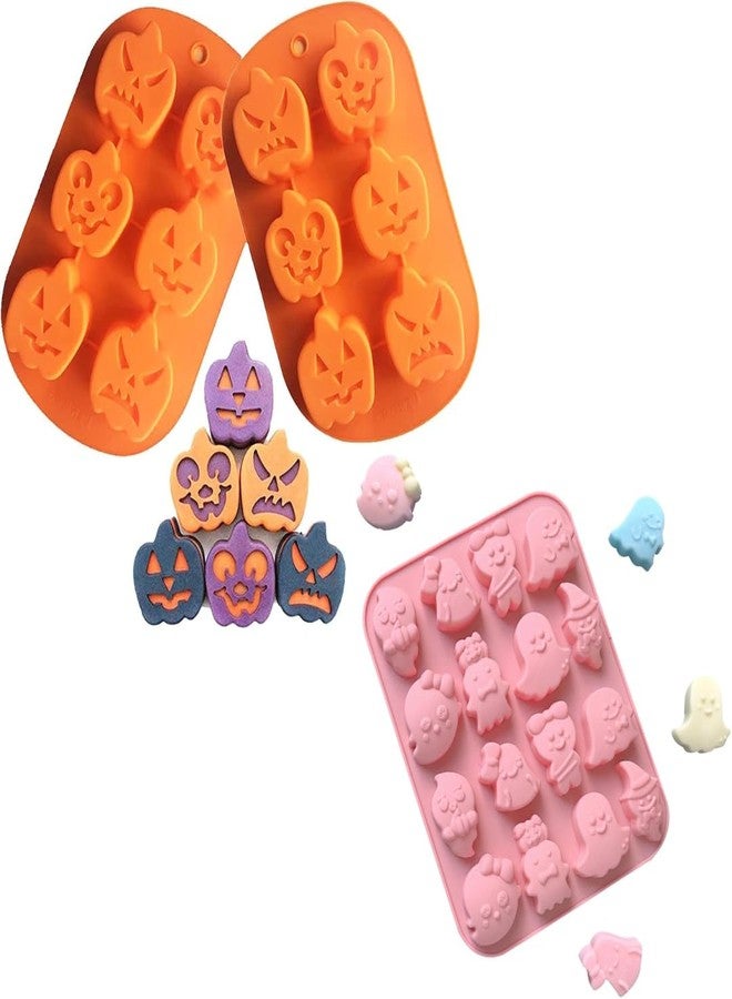 Skytail 2pc Silicone Halloween Candy Molds Ghost Pumpkin Shapes for Chocolate Baking Candy Gummy Making Halloween Party Decor Trick or Treats Cake Decoration Resin Casting Spooky Candles - Image 1