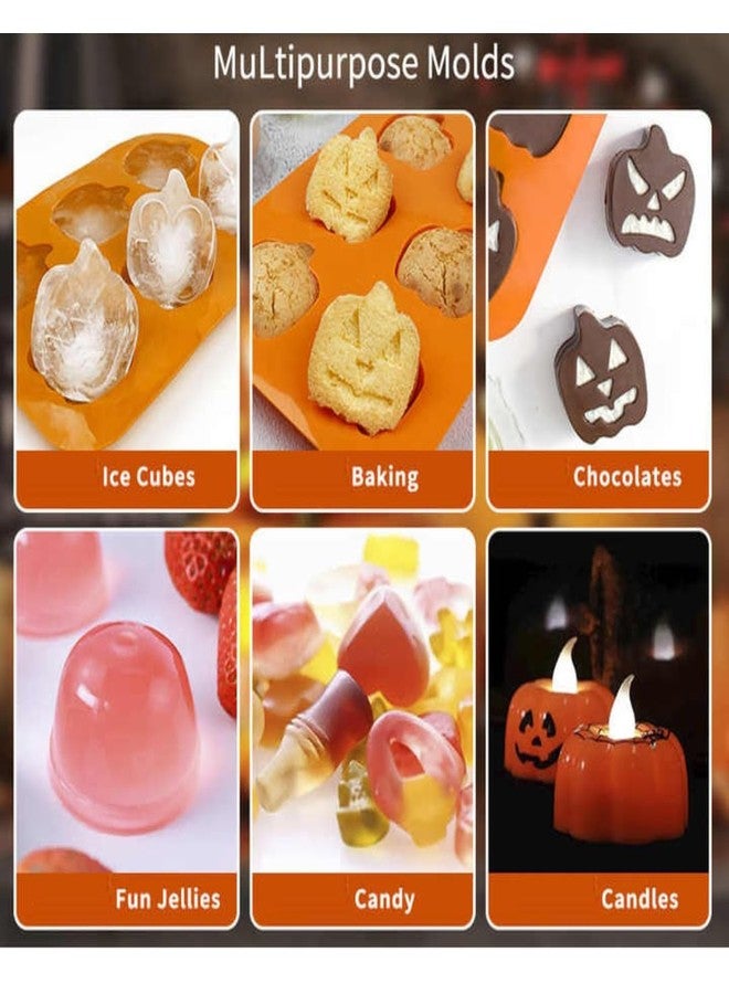 Skytail 2pc Silicone Halloween Candy Molds Ghost Pumpkin Shapes for Chocolate Baking Candy Gummy Making Halloween Party Decor Trick or Treats Cake Decoration Resin Casting Spooky Candles - Image 5
