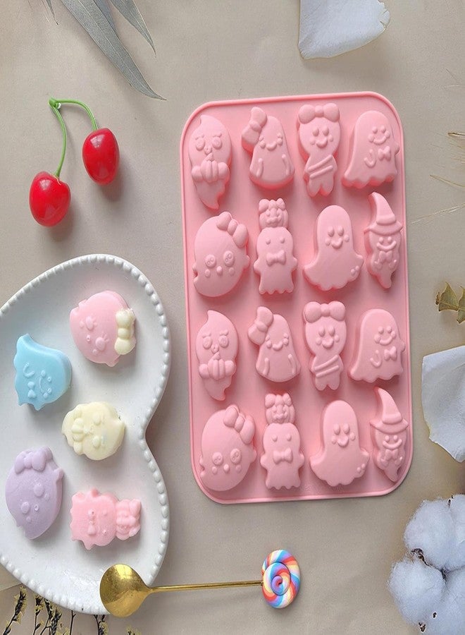 Skytail 2pc Silicone Halloween Candy Molds Ghost Pumpkin Shapes for Chocolate Baking Candy Gummy Making Halloween Party Decor Trick or Treats Cake Decoration Resin Casting Spooky Candles - Image 3