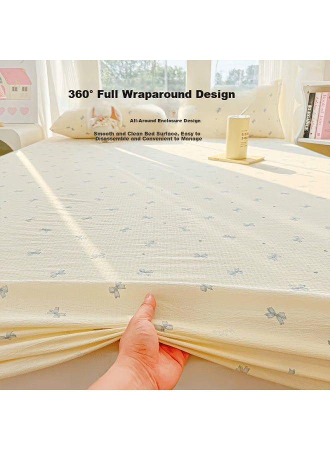 Hodo Class A Double-layer Fitted Sheet Three-piece Set For Home Use, Single Bed Cover, Fully Enclosed Bed Cover, Protective Cover, 1.5*2 Meters, Blue - Image 1