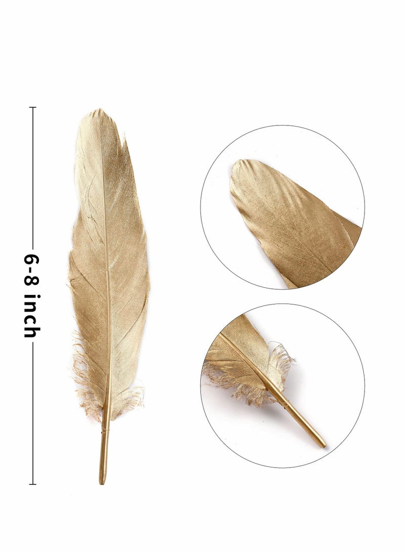 كابتن تيك Gold Goose Feathers for Craft - 6-8 inch 60 pcs Natural Feathers for Wedding Party Decorations,DIY Crafts and Clothing Accessories (Gold) - Image 5