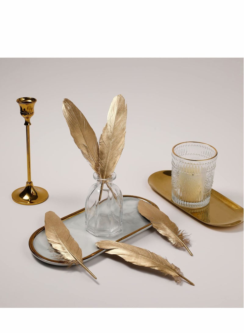 كابتن تيك Gold Goose Feathers for Craft - 6-8 inch 60 pcs Natural Feathers for Wedding Party Decorations,DIY Crafts and Clothing Accessories (Gold) - Image 3