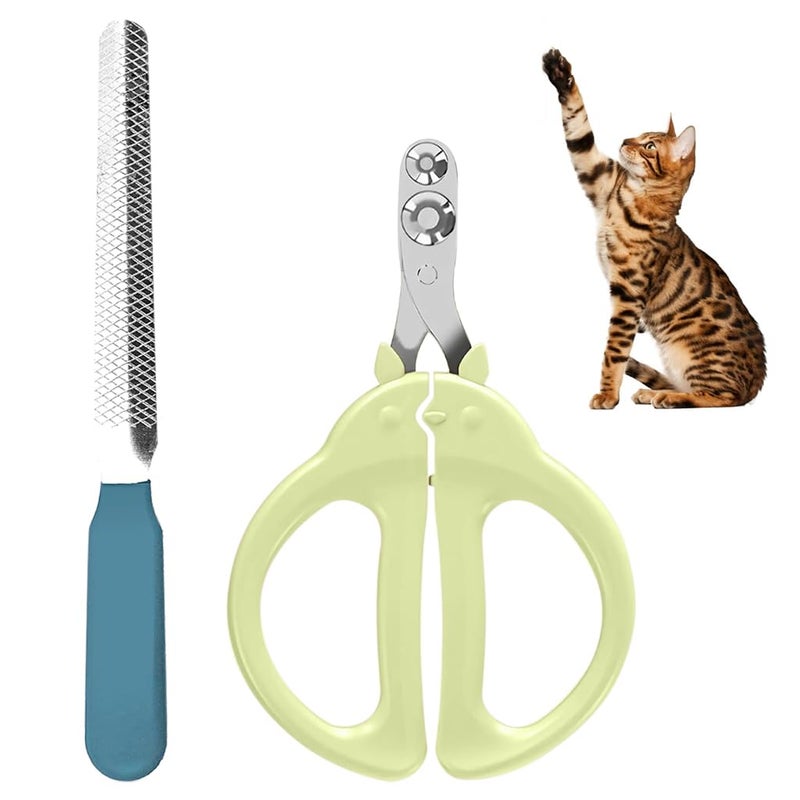 Qpets® ® Cat Nail Clipper, Upgrade Cat Nail Cutter, Dual Hole Pet Nail Nail Cutter for Cat, Stainless Steel Nail Trimmer with Nail File Pet Grooming Tools - Image 1