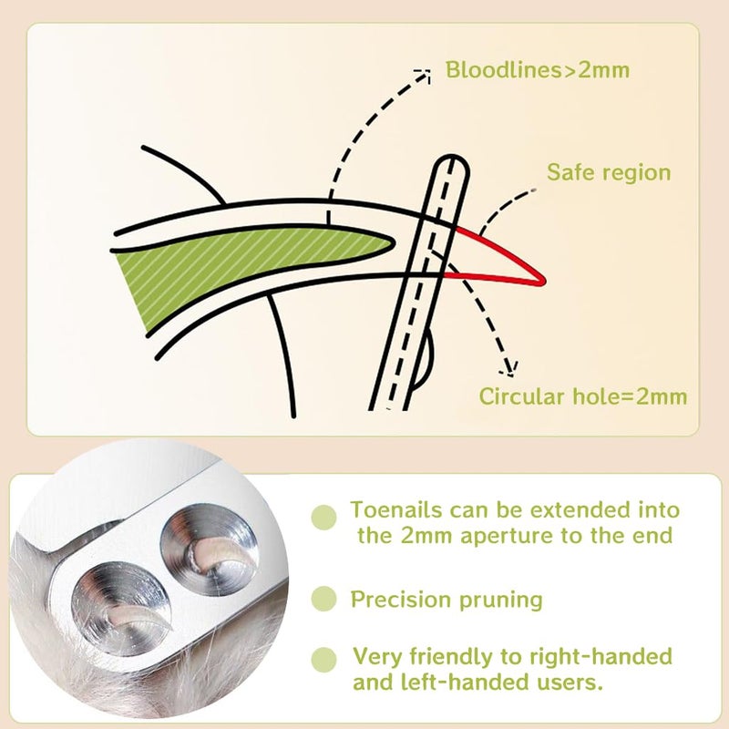 Qpets® ® Cat Nail Clipper, Upgrade Cat Nail Cutter, Dual Hole Pet Nail Nail Cutter for Cat, Stainless Steel Nail Trimmer with Nail File Pet Grooming Tools - Image 5