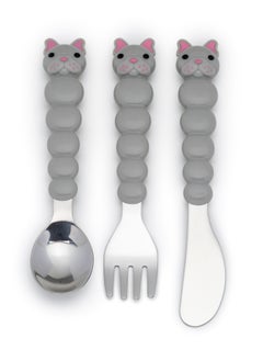 melii Utensil Set - Purple Cat And Grey Bulldog, 6 Pieces  - Image 2