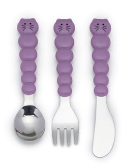 melii Utensil Set - Purple Cat And Grey Bulldog, 6 Pieces  - Image 3