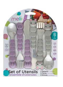 melii Utensil Set - Purple Cat And Grey Bulldog, 6 Pieces  - Image 5