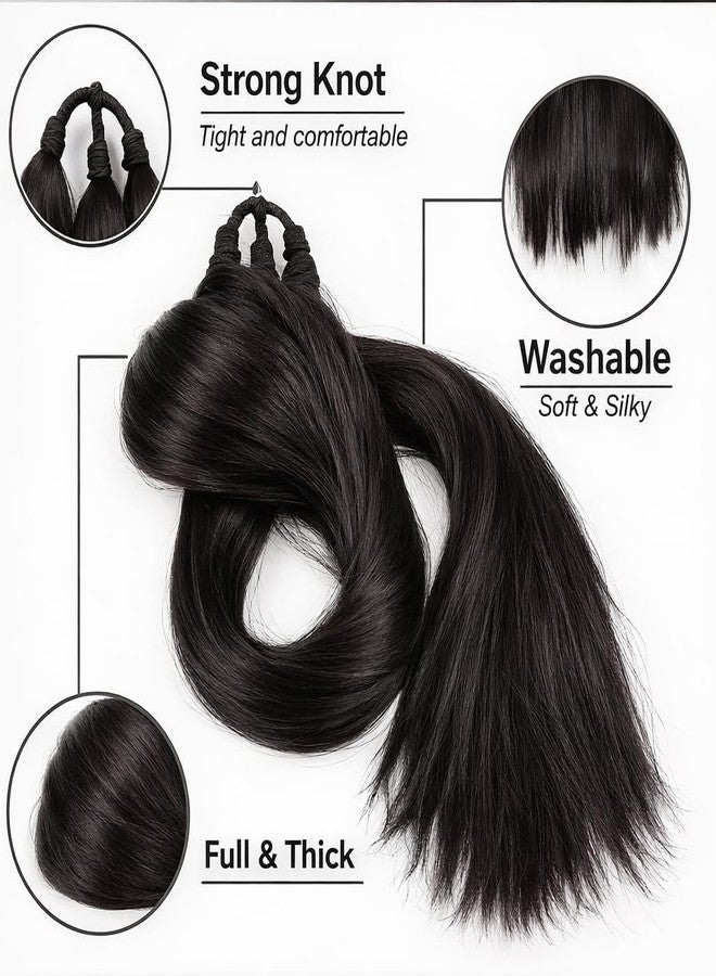 Cerrito Long Braided Ponytail Hair Extension for Women – Extra Long Straight Synthetic Braid with Elastic Tie, Natural Black, Thick & Lightweight, Easy to Wear for Daily, Pooja, Festival & Wedding Hairstyles, 1 pcs - Image 2
