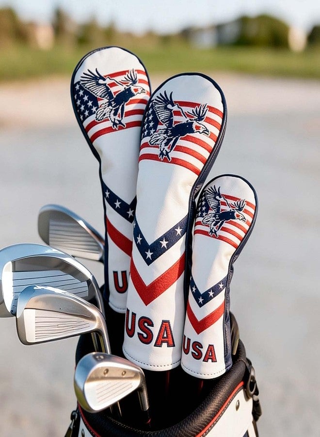 GOOACTION USA Eagle Golf Hybrid Headcover – Stars & Stripes with Eagle 3D Puffy Embroidery, Waterproof PU Leather, Stretch-Fit Closure, Universal for Hybrid Clubs - Image 4