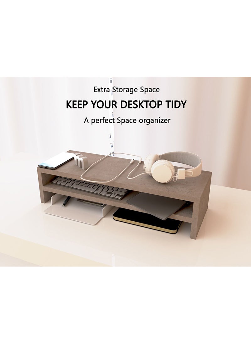 Mahmayi حامل شاشة من الخرسانة الخفيفة من ماهمايي لأجهزة الكمبيوتر المحمولة/التلفزيون/الكمبيوتر الشخصي/الطابعة، أنظمة متعددة الوظائف (55x20x20 سم) - Image 4