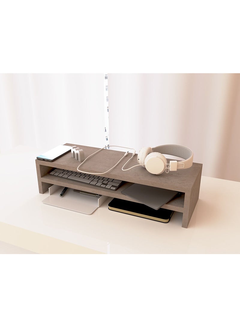 Mahmayi حامل شاشة من الخرسانة الخفيفة من ماهمايي لأجهزة الكمبيوتر المحمولة/التلفزيون/الكمبيوتر الشخصي/الطابعة، أنظمة متعددة الوظائف (55x20x20 سم) - Image 1