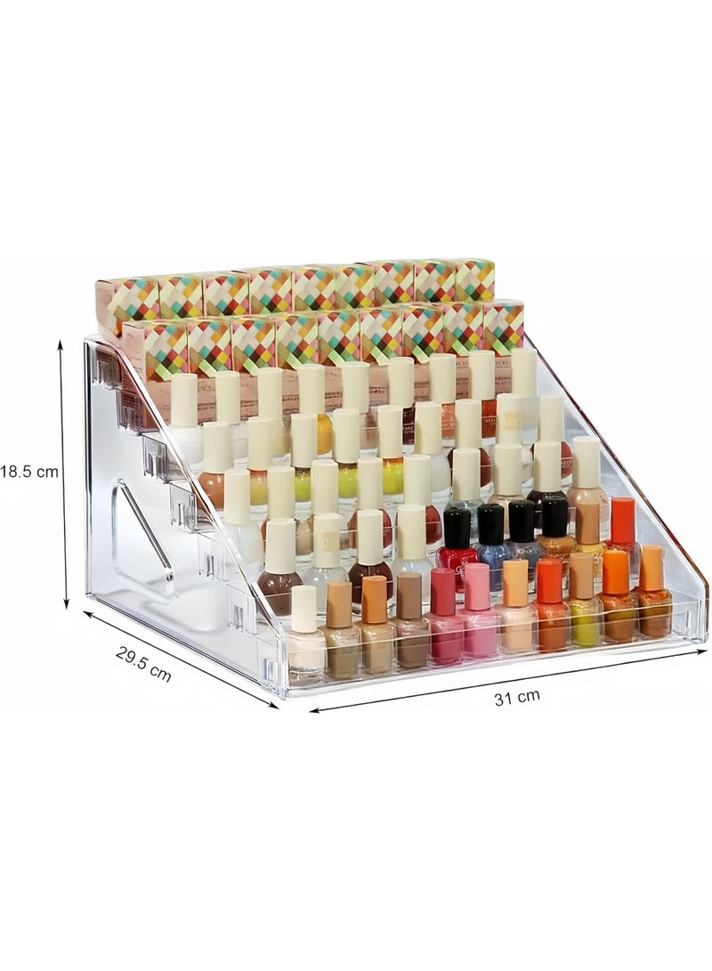 رف منظم لطلاء الأظافر من الأكريليك، حامل ذو 7 طبقات، رف لعرض طلاء الأظافر الجل، منظم للنظارات الشمسية، رف لتخزين الزيوت العطرية - Image 2