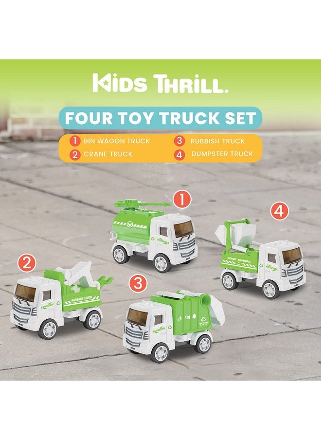 Kidsthrill - Small Toy Garbage Truck Toys For Boys & Girls Aged 3-12 - 4Pcs Set With Different Models, Garbage Truck Trash Truck & Dump Truck - Image 1
