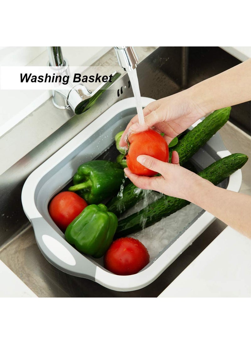bizwiz bizwiz REYSUN Multifunction Chopping Boards Collapsible Dish Tub Portable Washing Basin Bowl Draining Basket Space Saving Hamper Foldable Storage Container for Kitchen and Camping  - Image 5