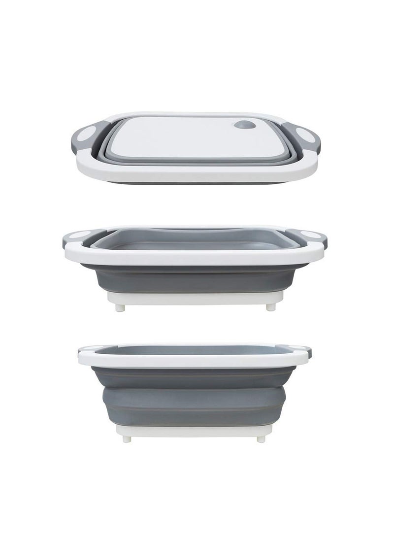 bizwiz bizwiz REYSUN Multifunction Chopping Boards Collapsible Dish Tub Portable Washing Basin Bowl Draining Basket Space Saving Hamper Foldable Storage Container for Kitchen and Camping  - Image 3