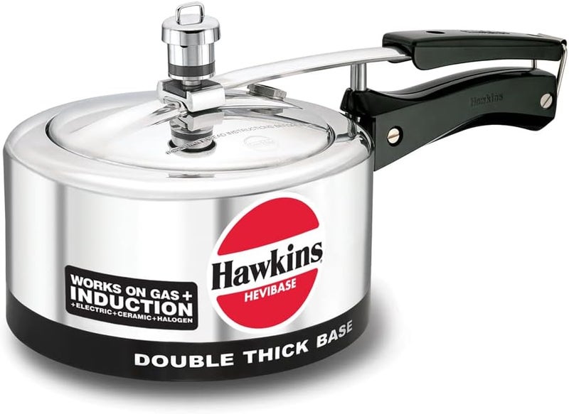 هوكينز قدر ضغط من الألمنيوم متوافق مع أنظمة التسخين بالحث الكهرومغناطيسي من Hawkins Havibase، قاعدة مزدوجة السمك، سعة 2 لتر، لون فضي - Image 1