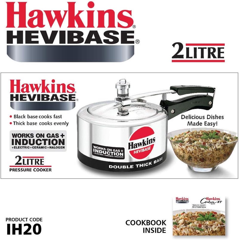 هوكينز قدر ضغط من الألمنيوم متوافق مع أنظمة التسخين بالحث الكهرومغناطيسي من Hawkins Havibase، قاعدة مزدوجة السمك، سعة 2 لتر، لون فضي - Image 2