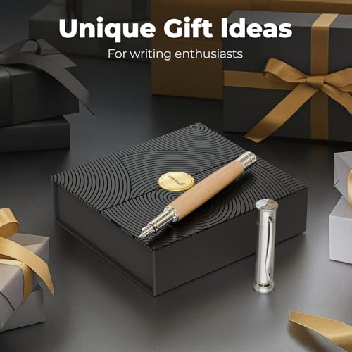 WEMATE Fountain Pen Set, Fine Nib, 20PCS 2.6MM Ink Cartridges(10 Black&10 Blue), 1 Ink Converter, Smooth Writing, No Skips, Nice Gift for Men, Women, Cool Wood Fountain Pen for Writing, Calligraphy - Image 3