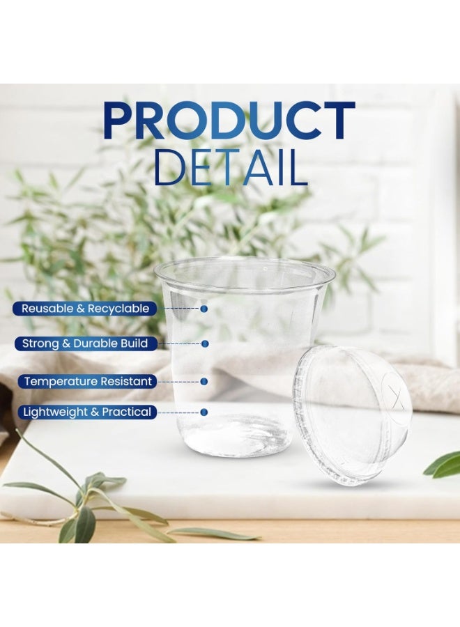 إس إن إتش باكينج أكواب بلاستيكية شفافة **SNH Packing** بسعة **10 أونصات** مع أغطية قبة الشكل، **عبوة تحتوي على 50 كوبًا**. أكواب **PET** للاستعمال مرة واحدة بتصميم على شكل **U**، مثالية لتقديم **القهوة المثلجة، العصائر، الميلك شيك، السموذي، الحلويات، والمشروبات الباردة** في الحفلات والمناسبات. - Image 4