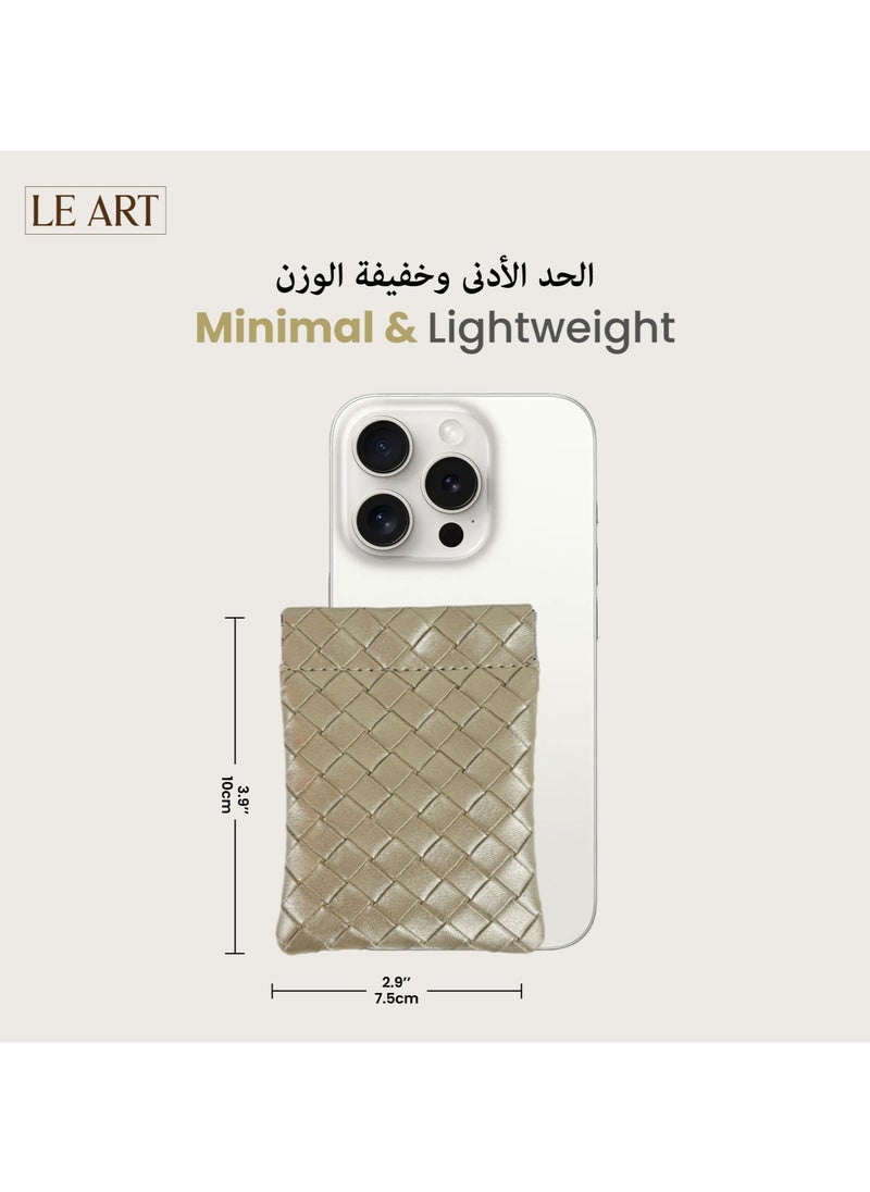 حافظة عملات جلدية للرجال والنساء | محفظة عملات | حامل عملات | لحفظ العملات، المفاتيح، سماعات الأذن، البطاقات، AirPods، المسبحة | خيار رائع للهدايا (منسوج ذهبي)