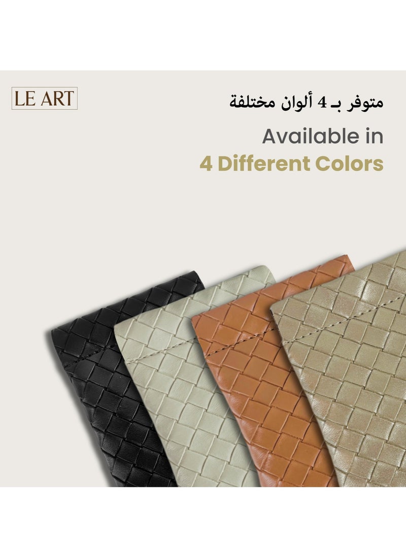 حافظة عملات جلدية للرجال والنساء | محفظة عملات | حامل عملات | لحفظ العملات، المفاتيح، سماعات الأذن، البطاقات، AirPods، المسبحة | خيار رائع للهدايا (منسوج ذهبي)