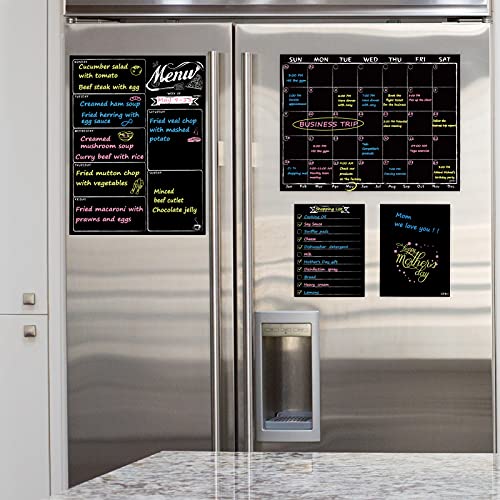 JJPRO Magnetic Chalkboard Monthly Calendar - Weekly Meal Planning Blackboard Combo Set with Neon Bright Liquid Chalk Markers - Bonus Grocery List and Notepad Blackboard for Refrigerator Included - Image 5