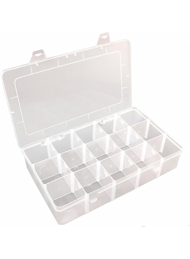 IAF Clear Plastic Jewelry Box Organizer Storage Container With Adjustable Dividers 15(Large) Grids - Image 1