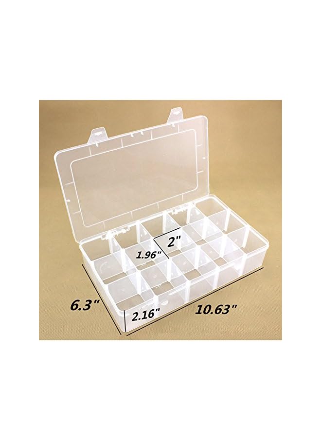 IAF Clear Plastic Jewelry Box Organizer Storage Container With Adjustable Dividers 15(Large) Grids - Image 3