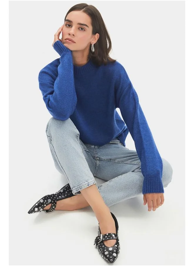 جون June Crew Neck Knitwear Sweater Saxe