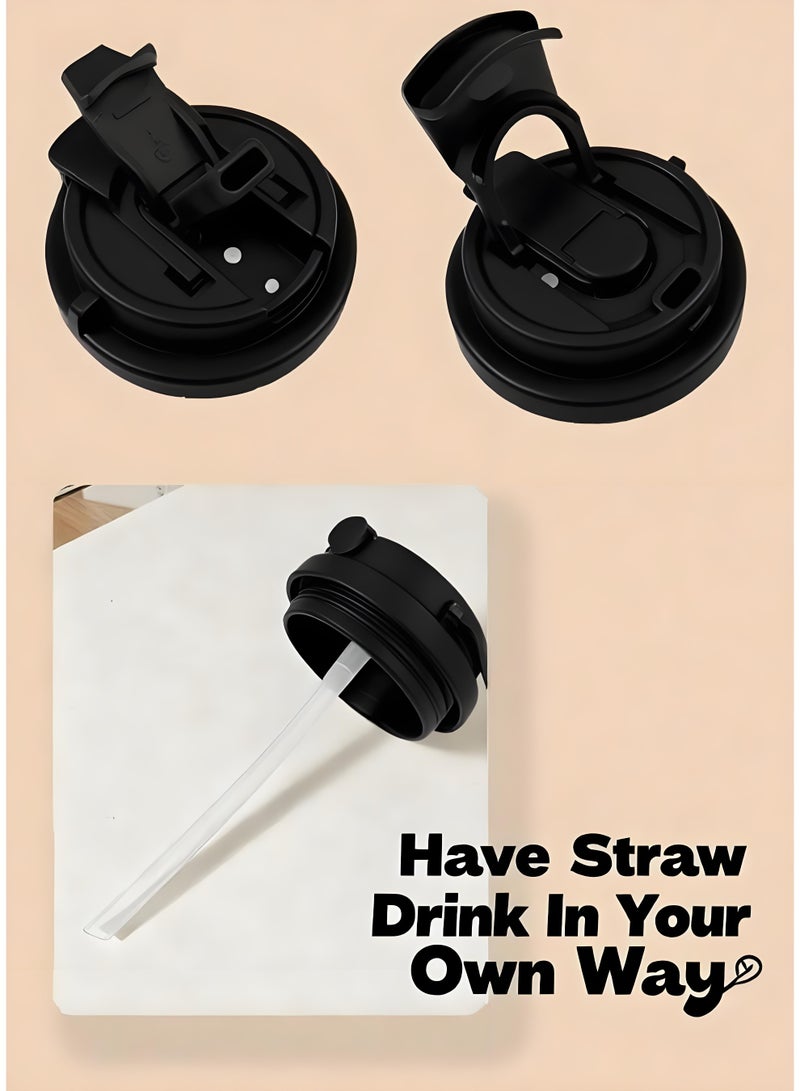 AHAKAC Coffee Mugs with Straw Vacuum Insulated Coffee Cups Tea Cup Travel Mug Leakproof Double Wall Stainless Steel Reusable Coffee Cup with Lid for Hot and Cold Drinks with Hanging Rope - Image 4