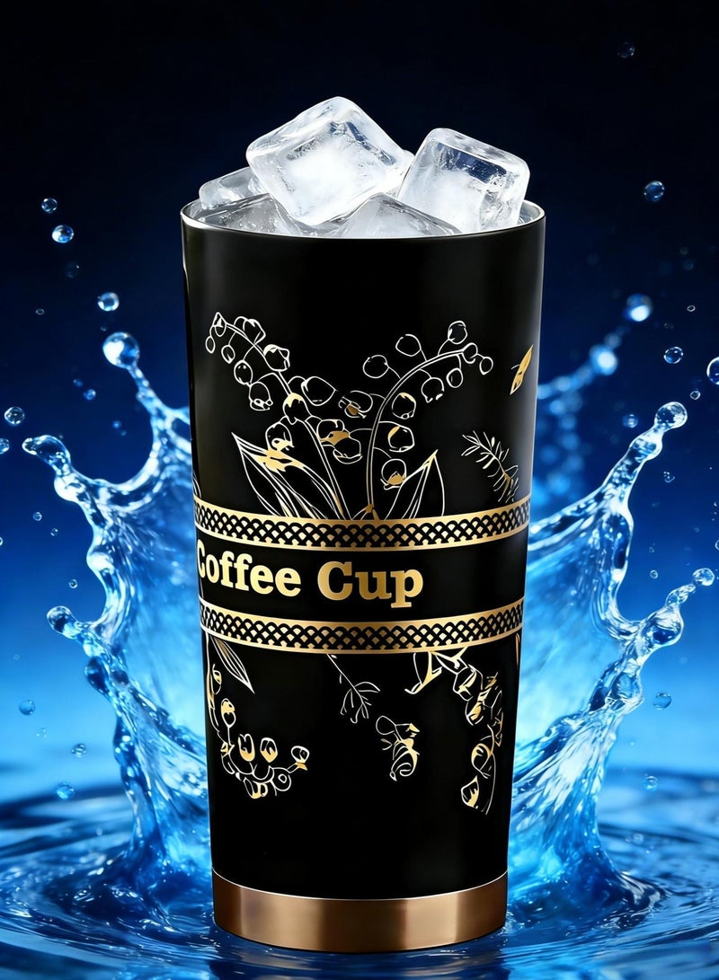 AHAKAC Coffee Mugs with Straw Vacuum Insulated Coffee Cups Tea Cup Travel Mug Leakproof Double Wall Stainless Steel Reusable Coffee Cup with Lid for Hot and Cold Drinks with Hanging Rope - Image 5