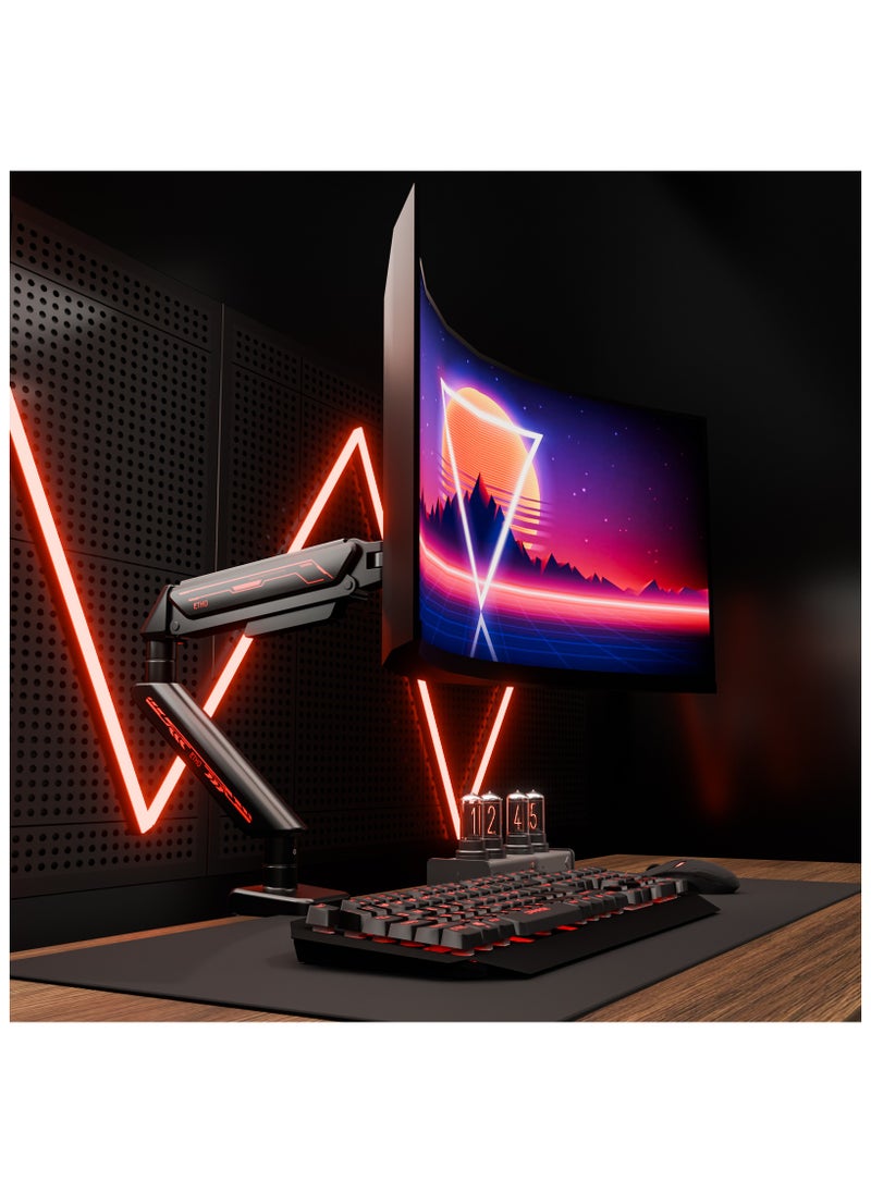 ETHU Single Monitor Arm, Adjustable Gas Spring Monitor Stand for 13-32 inch Monitor up to 9kg, Full Motion Computer Monitor Mount, LED/LCD Display Arm with VESA Pattern 75x75/100x100 Single Arm Black