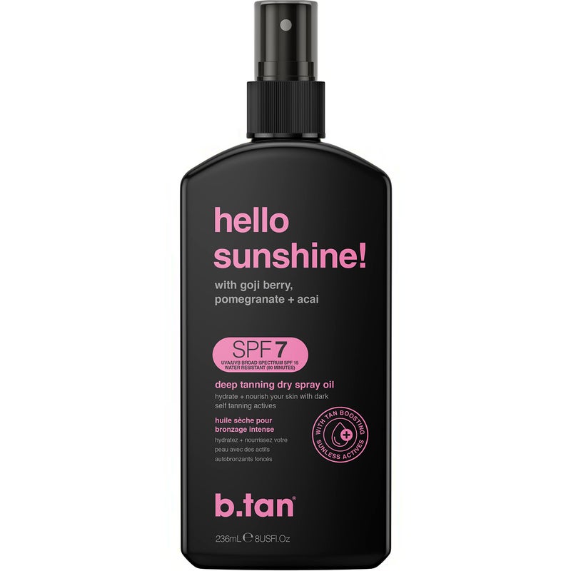b tan زيت تانين ب.تان SPF 7 | مرحبًا بالشمس - رذاذ تان عميق جاف، أفضل رذاذ للجسم في الهواء الطلق، محمل بالتوت الغوجي، الرمان + الأساي، علامة تجارية أسترالية، 8 أونصة سائلة - Image 1