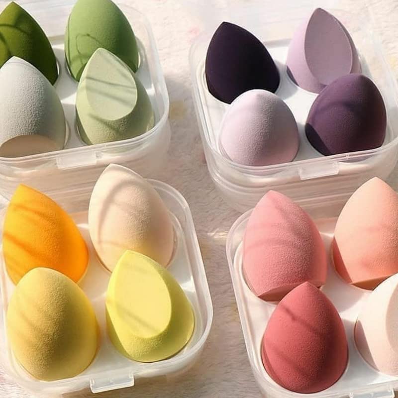 Generic 4 Piece Beauty Blender With Storage Box Makeup Sponge for Blending Face Makeup Foundation Powder Sponge Beauty Tools Women Makeup Accessories Blender Color May Vary  - Image 1